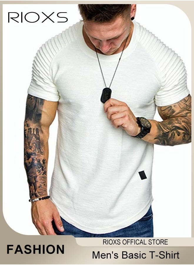 RIOXS - Men's T-Shirt, Basic Slim Fit Tops For Men, Casual Short Sleeve Tops, Lightweight Crew Neck T Shirts, Comfy Breathable Athletic T-shirts, Gym Workout Tee Shirts For Men - Image 1