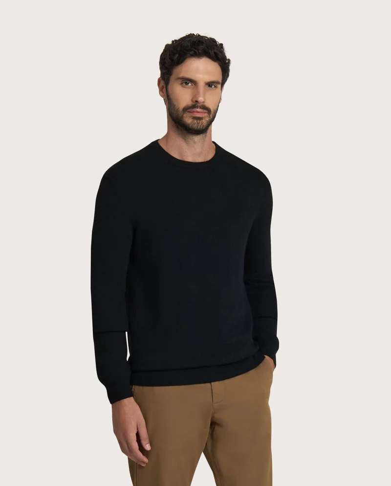 كاميتشسما Etna Black Cashmere Blend Crew Neck Jumper
