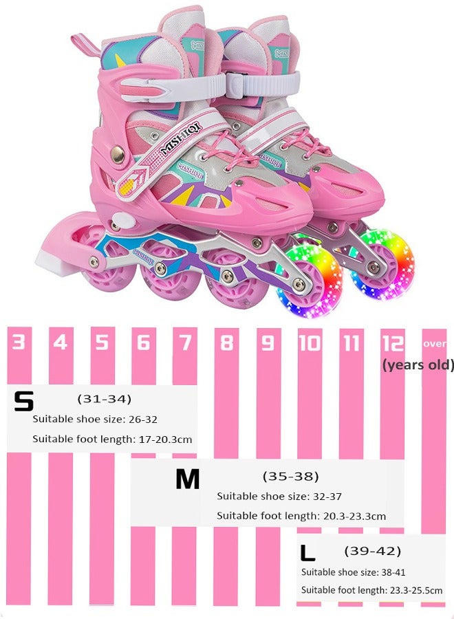 Bukela Roller Skates Set, Girls Roller Skates for Kids Children Toddlers Beginner, 4 Size Adjustable with Light Up Wheels and Colorful Shoelaces(L) - Image 2