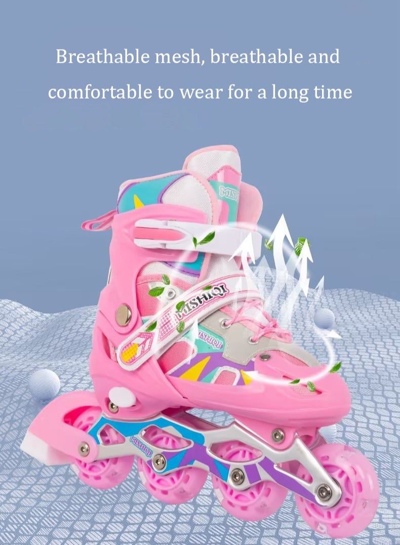 Bukela Roller Skates Set, Girls Roller Skates for Kids Children Toddlers Beginner, 4 Size Adjustable with Light Up Wheels and Colorful Shoelaces(L) - Image 3