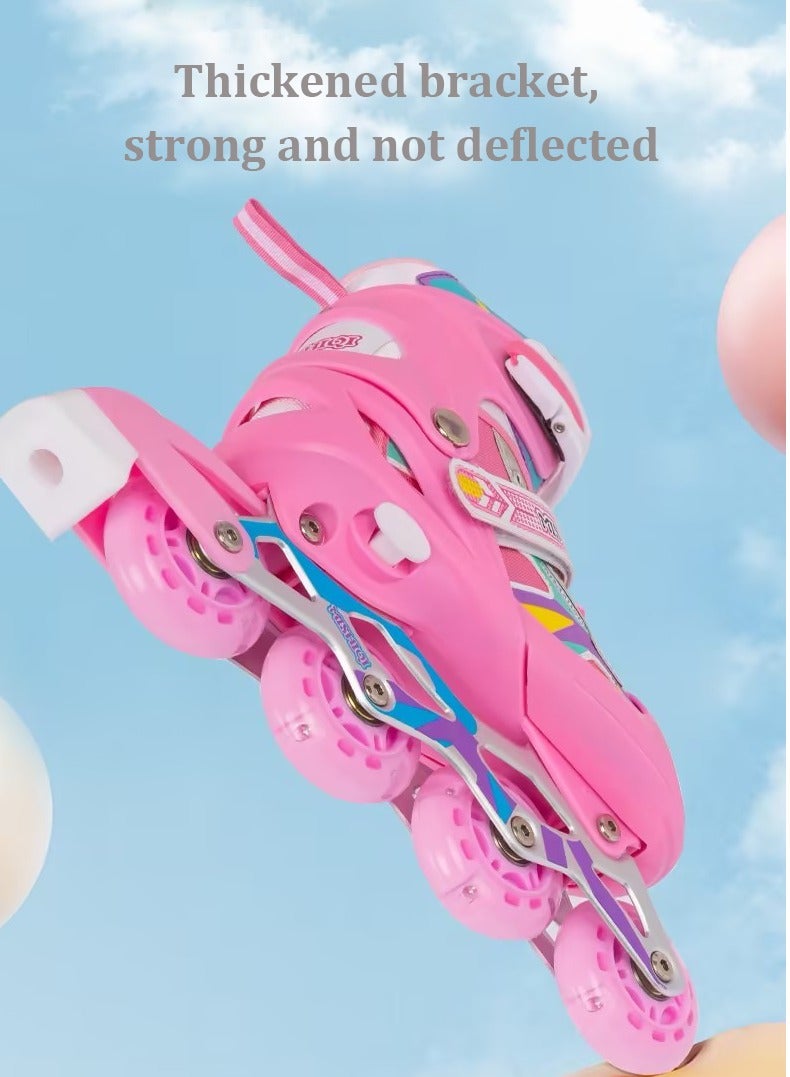 Bukela Roller Skates Set, Girls Roller Skates for Kids Children Toddlers Beginner, 4 Size Adjustable with Light Up Wheels and Colorful Shoelaces(L) - Image 4