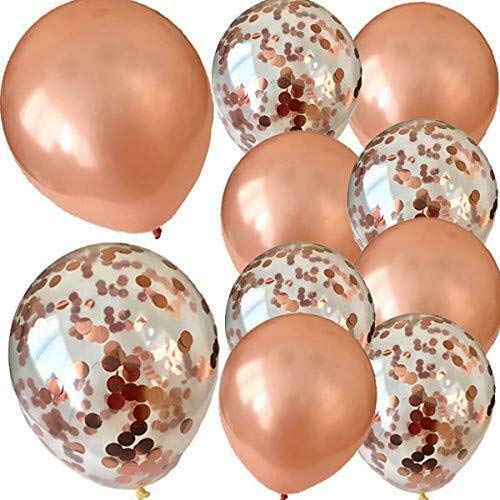 Crackles Rose Gold HD Metallic Chrome & Clear Confetti Shining Glitter Balloons Set For Birthday, Anniversary, Welcome and All Party Celebration Decoration Supplies (A Set Of 10 Pcs) - Image 2