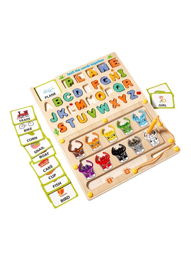 3-in-1 Magnetic Spelling Drawing Board Color and Number Maze, Fine Motor Skills Development Toy with Alphabet Letters Animal Matching Cards, Ideal for Kids English Learning, Perfect Birthday or Holiday Gift, Alphabet Learning Toys - Image 1