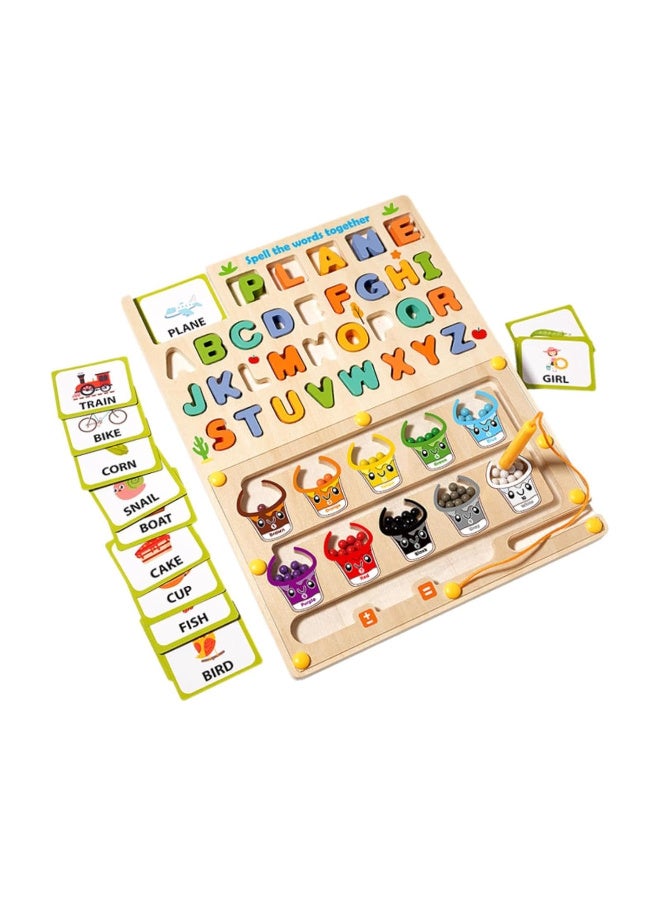 3-in-1 Magnetic Spelling Drawing Board Color and Number Maze, Fine Motor Skills Development Toy with Alphabet Letters Animal Matching Cards, Ideal for Kids English Learning, Perfect Birthday or Holiday Gift, Alphabet Learning Toys - Image 2