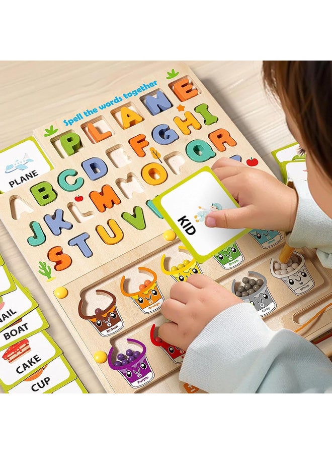 3-in-1 Magnetic Spelling Drawing Board Color and Number Maze, Fine Motor Skills Development Toy with Alphabet Letters Animal Matching Cards, Ideal for Kids English Learning, Perfect Birthday or Holiday Gift, Alphabet Learning Toys - Image 5