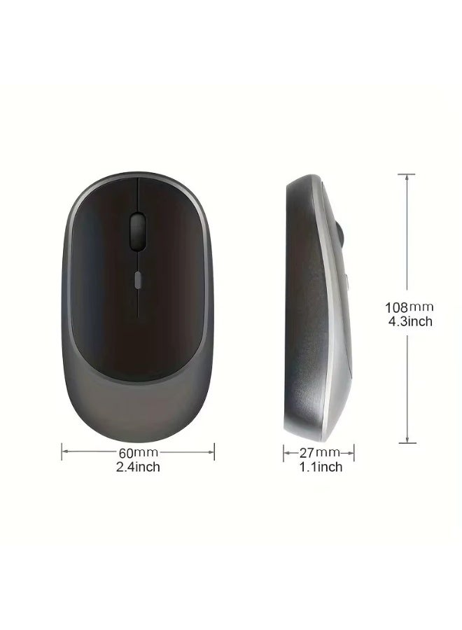 T I G O Wireless Mouse Rechargeable, Dual Mode 2.4G + Bluetooth 5.2, Silent Click Ergonomic Mouse with Type-C Charging, 1600 DPI USB Optical Mouse for Laptop, Desktop, Tablet, MacBook, PC Space Grey - Image 3