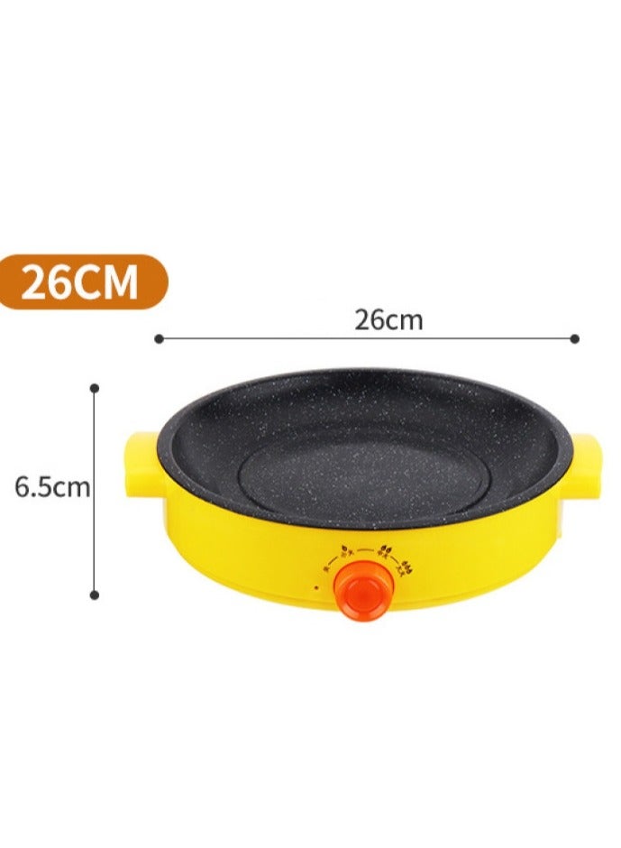 KYD Electric Grill Pan,  Rotary temperature control Non Stick Household Multi-functional Small Baking Pan 600W Convenient Barbecue Oven Yellow 26 cm - Image 5