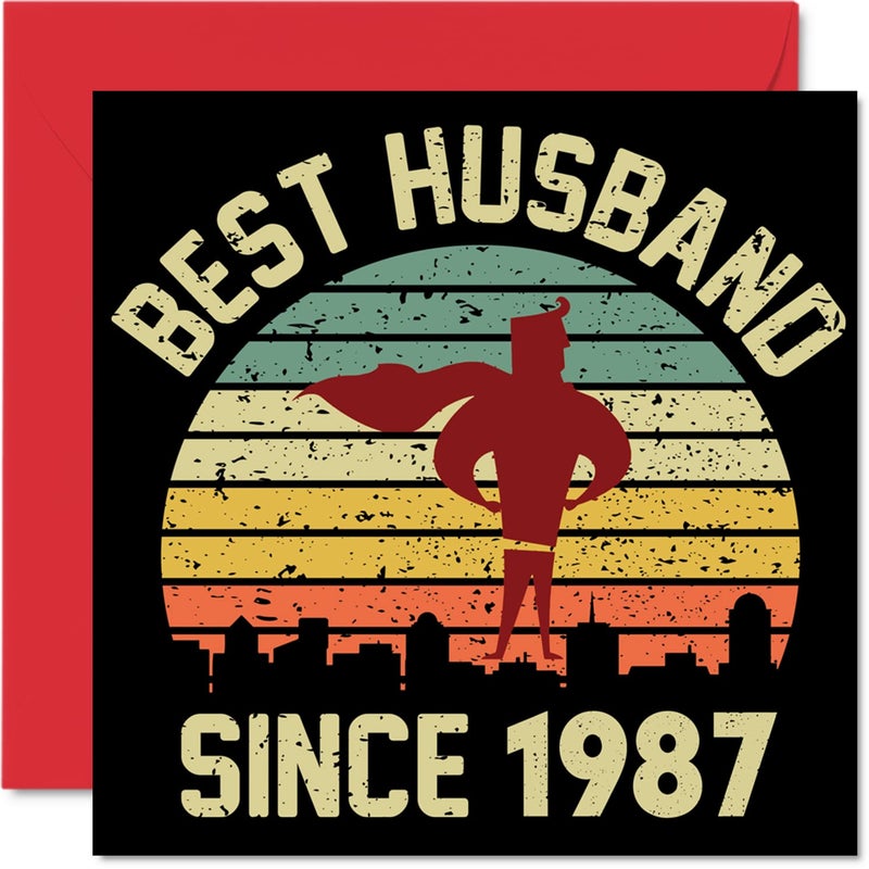 Stuff4 38th Anniversary Card for Husband from Wife - Best Husband Since 1987 - Love You Gifts  Happy 38th Wedding Anniversary Cards for Partner  5.7 Inch Greeting Cards for Thirty-Eighth Anniversaries - Image 1
