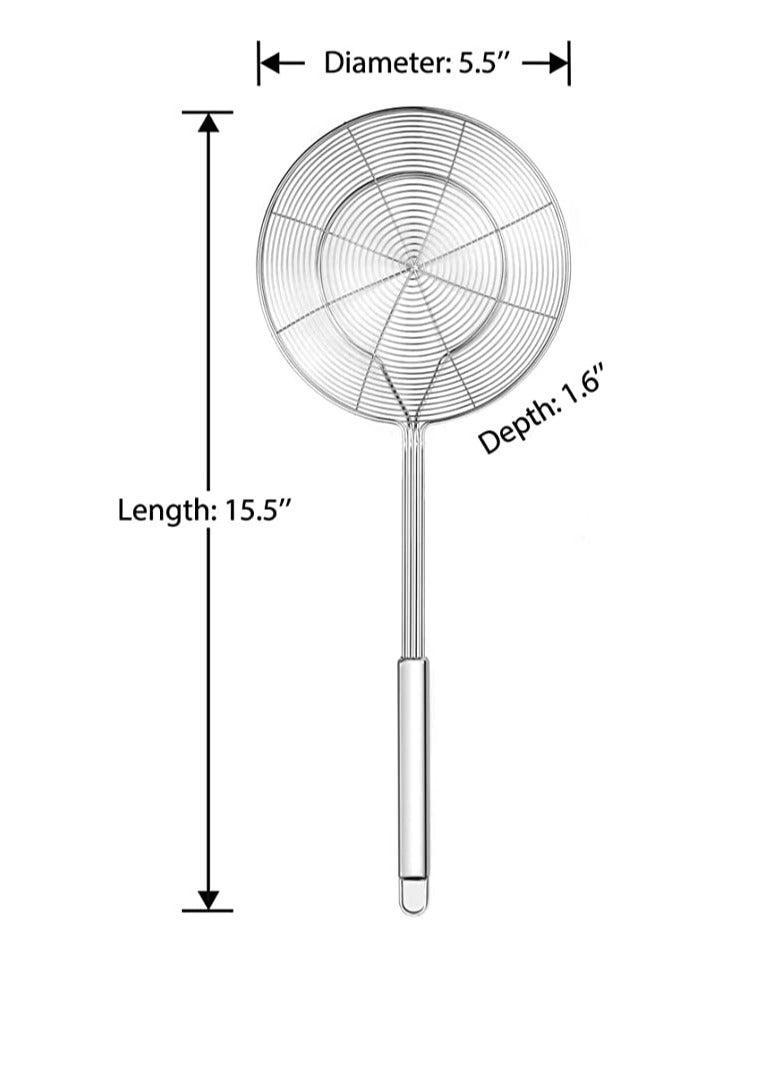 Stainless Steel Solid Spider Strainer Skimmer Ladle (Small, 5.4in) - Image 5