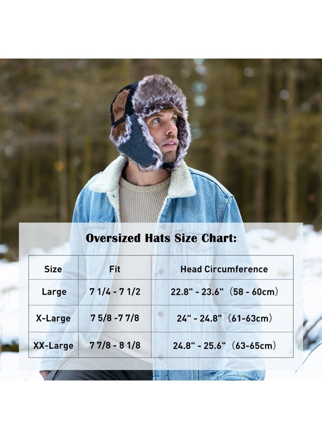 Comhats Faux Fur Trapper Hat for Men Cotton Warm Ushanka Russian Hunting Hat, 67191_gray(real Fur), L - Image 2