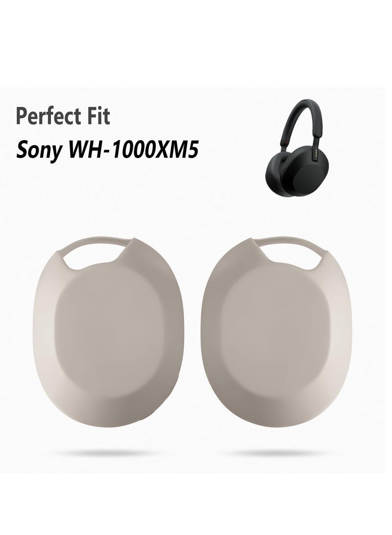 Silicone Earpads For Sony WH-1000XM5 Headphones Replacement Ear Cushions Cover (Beige) - Image 2