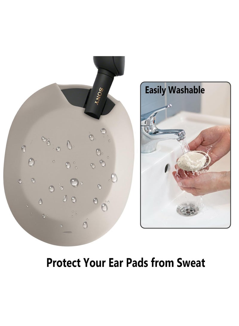 Silicone Earpads For Sony WH-1000XM5 Headphones Replacement Ear Cushions Cover (Beige) - Image 4