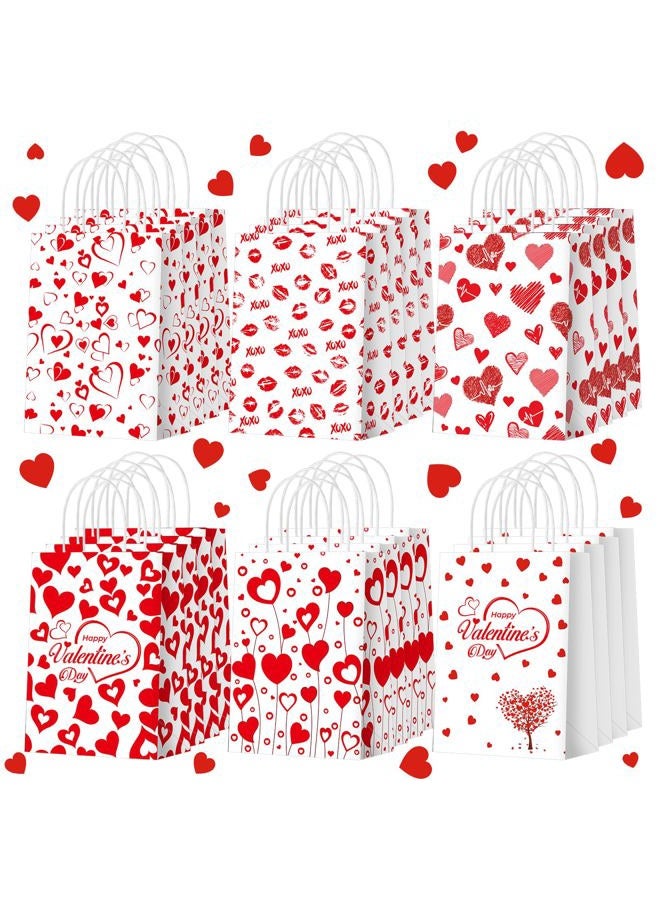 Glenmal 24 Pieces Valentine's Day Paper Gift Bags with Handle Valentines Goody Candy Bags Valentine's Day Treat Bags for Valentine's Day Party Favors Gift Wrapping Supplies - Image 1