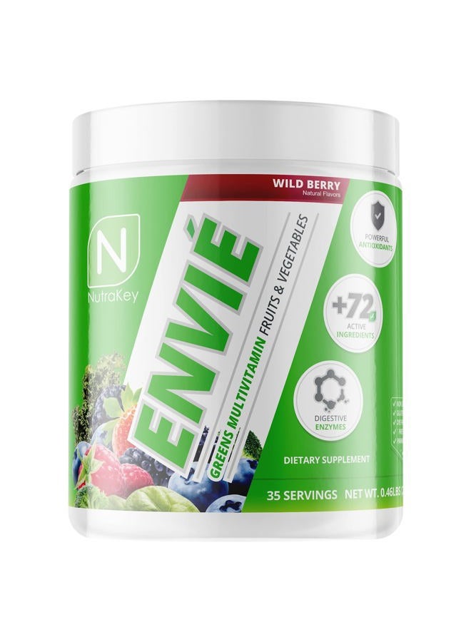 NutraKey مسحوق متعدد الفيتامينات إنفوي، متعدد الفيتامينات كيتو للرجال والنساء، فواكه، خضروات، مضادات الأكسدة، إنزيمات هضمية، أحماض أمينية، مسحوق فيتامين ب العضوي (توت بري، 210 جرام) - Image 1