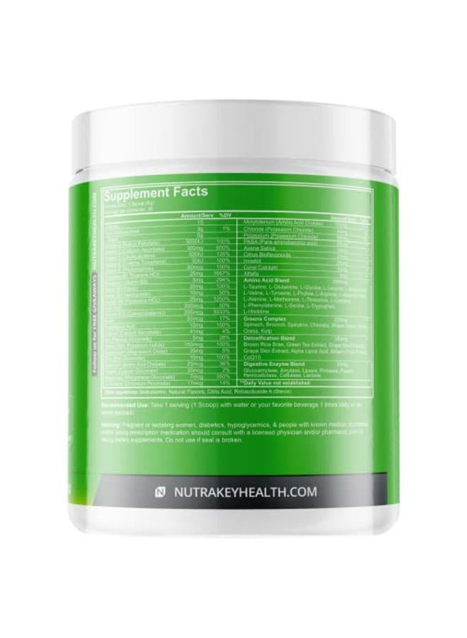 NutraKey مسحوق متعدد الفيتامينات إنفوي، متعدد الفيتامينات كيتو للرجال والنساء، فواكه، خضروات، مضادات الأكسدة، إنزيمات هضمية، أحماض أمينية، مسحوق فيتامين ب العضوي (توت بري، 210 جرام) - Image 2