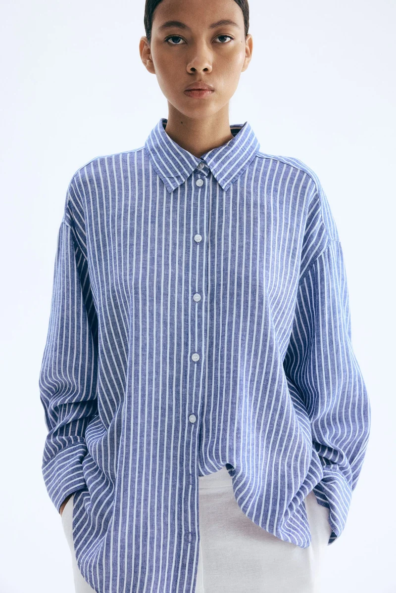 H&M Oversized linen-blend shirt