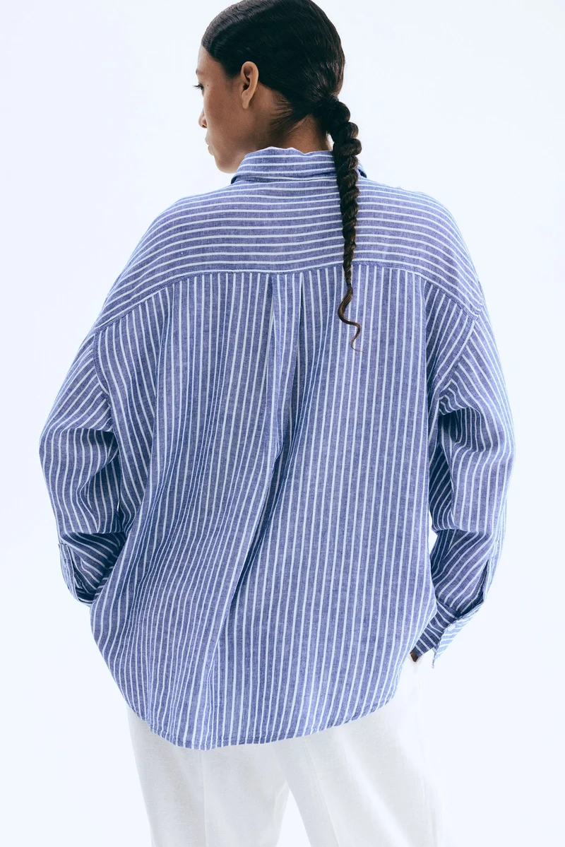 H&M Oversized linen-blend shirt