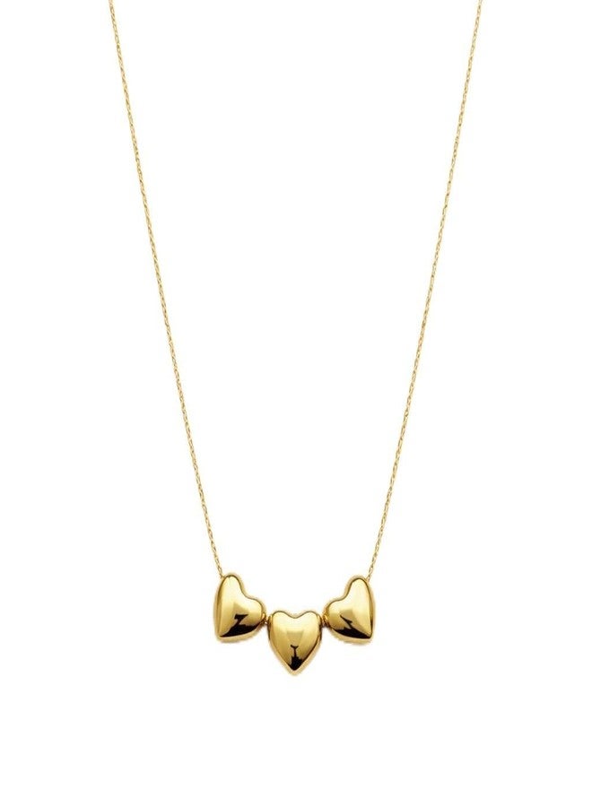 Amaal Anti Tarnish Gold Triple Heart Necklace for Woman | Love Pendant Chain Neck Chain Jewellery for women | Adjustable Chains Locket | Valentine Gift for Girlfriend, Wife Stainless Steel -307 - Image 1