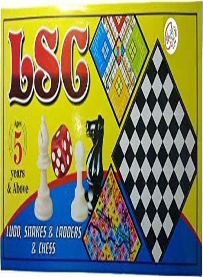 DIGSMORDEN 3-in-1 LSC Board Game | Ludo, Snakes & Ladders & Chess | Strategy & War Games Board Set for Kids & Adults | Family Fun Indoor Board Game | Travel-Friendly & Educational Game - Image 1