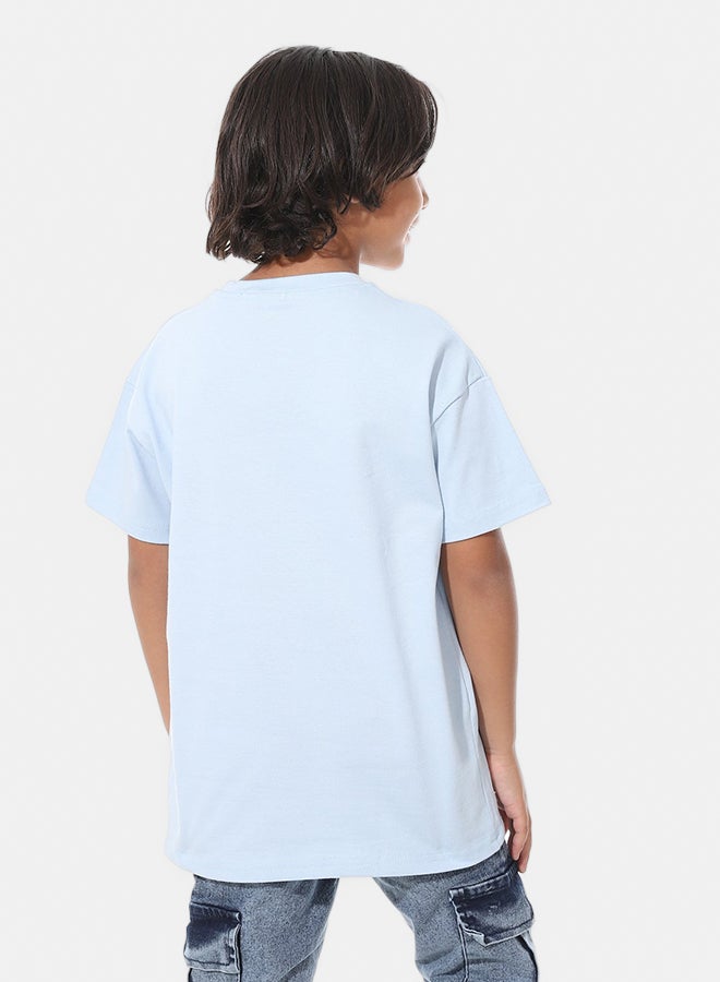 Andora Printed Slip On Baby Blue Boys Oversized T-Shirt_Blue - Image 4