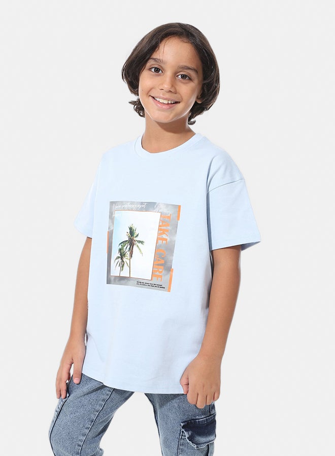 Andora Printed Slip On Baby Blue Boys Oversized T-Shirt_Blue - Image 2
