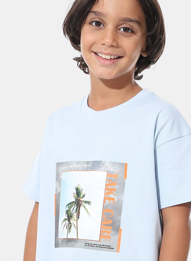 Andora Printed Slip On Baby Blue Boys Oversized T-Shirt_Blue - Image 3