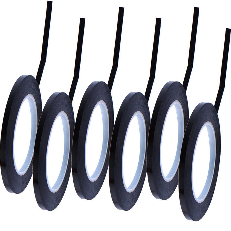 Outus 6 Pack 3 mm 1/8 Inch Width 108 Feet Graphic Pinstripe Tape Grid Marking Whiteboard Gridding Self Adhesive Artist Tape, Black - Image 1