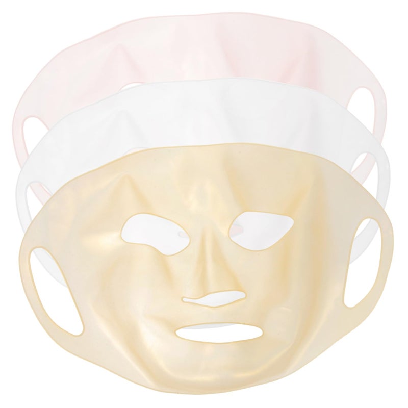 Reusable Silicone Face Mask Cover 3 Pack With Ear Hooks Stretchable Gold Transparent Light Pink - Image 2