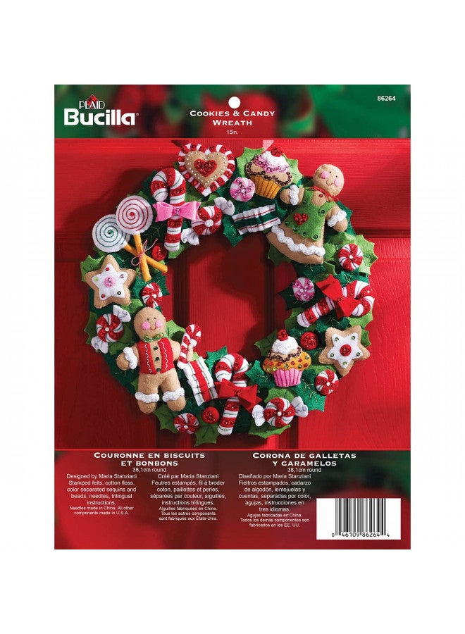 Bucilla Felt Applique Wreath Kit, 15-Inch Round, 86264 Cookies & Candy - Image 1