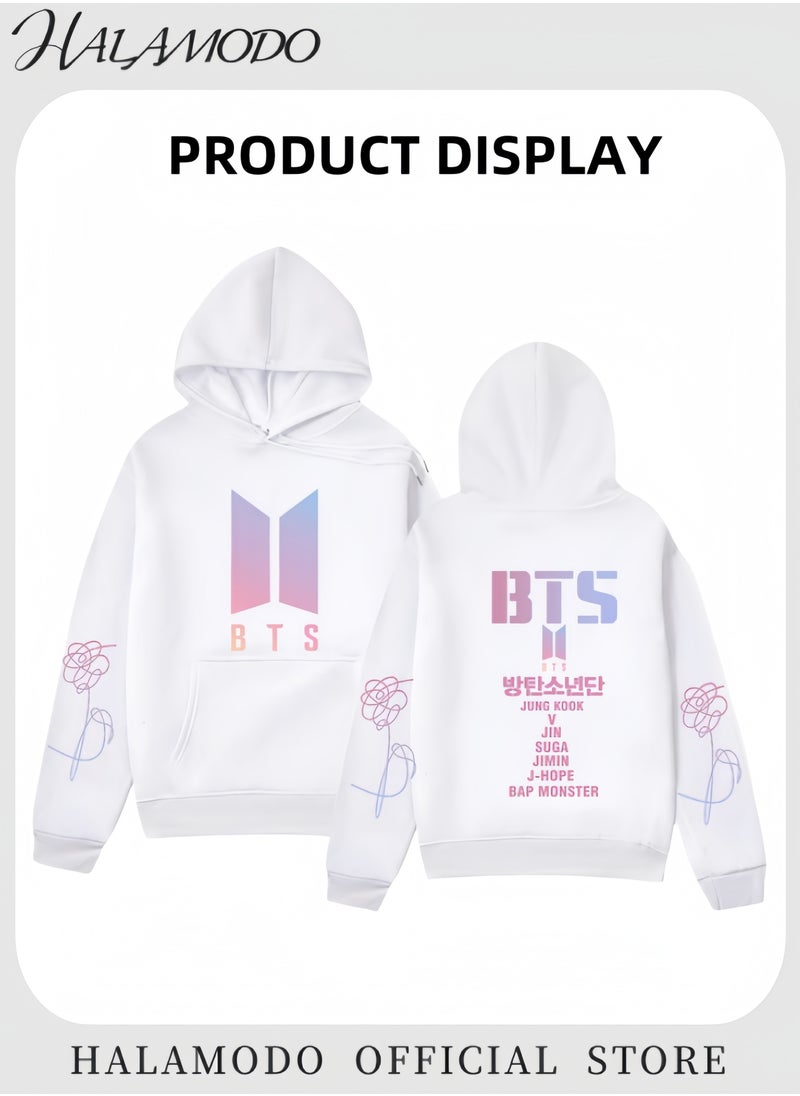HALAMODO Unisex Hoodies Long-Sleeved Printed Tops Casual Sweatshirts Soft Sportswear Fashion Youth Pullovers with Drawstrings and Large Pockets for Daily Wear  - Image 2