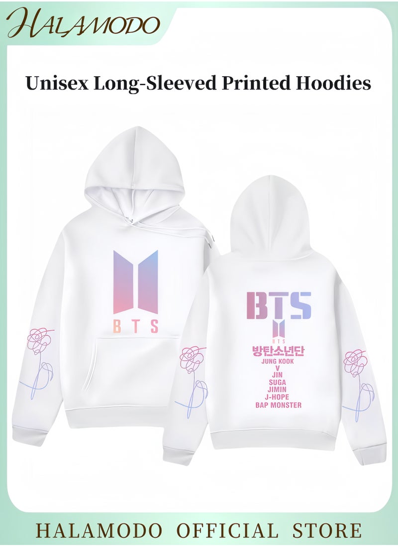 HALAMODO Unisex Hoodies Long-Sleeved Printed Tops Casual Sweatshirts Soft Sportswear Fashion Youth Pullovers with Drawstrings and Large Pockets for Daily Wear  - Image 1