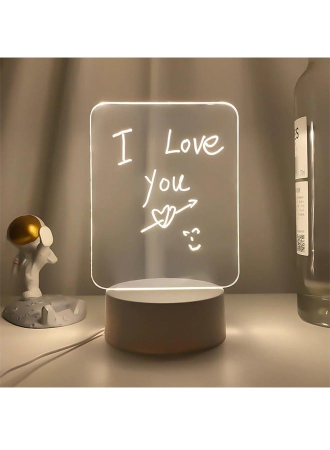 Generic Acrylic Dry Erase Board with Light, 3.93 x 5.83" Tricolor Lights Clear Desktop Note Memo Board, Whiteboard Notepad Table, Rewritable Night Light with Message Board for Study Work Personal Creative Use  - Image 5