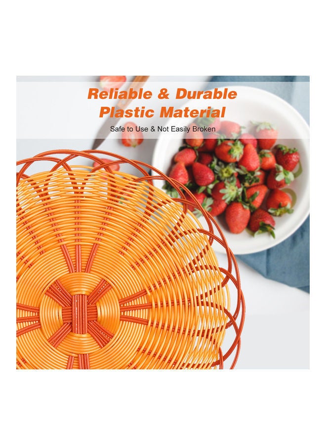 NIBEMINENT Reusable Round Woven Bread Basket Brown 20x4.5x20cm - Image 3