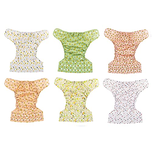 Simple Being Reusable Cloth Diapers, Double Gusset, One Size Adjustable, Washable Soft Absorbent, Waterproof Cover, Eco-Friendly Unisex Baby Girl Boy, six 4-Layers Microfiber Inserts (Bugs) - Image 4