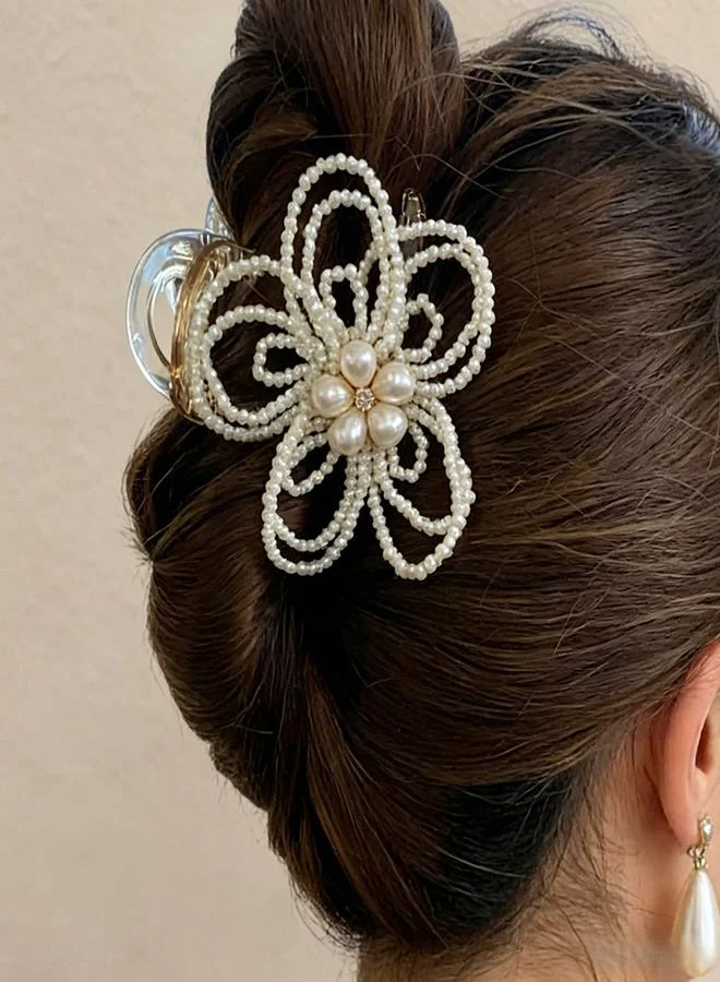 تايك تو Embellished Pearl Flower Claw Clip