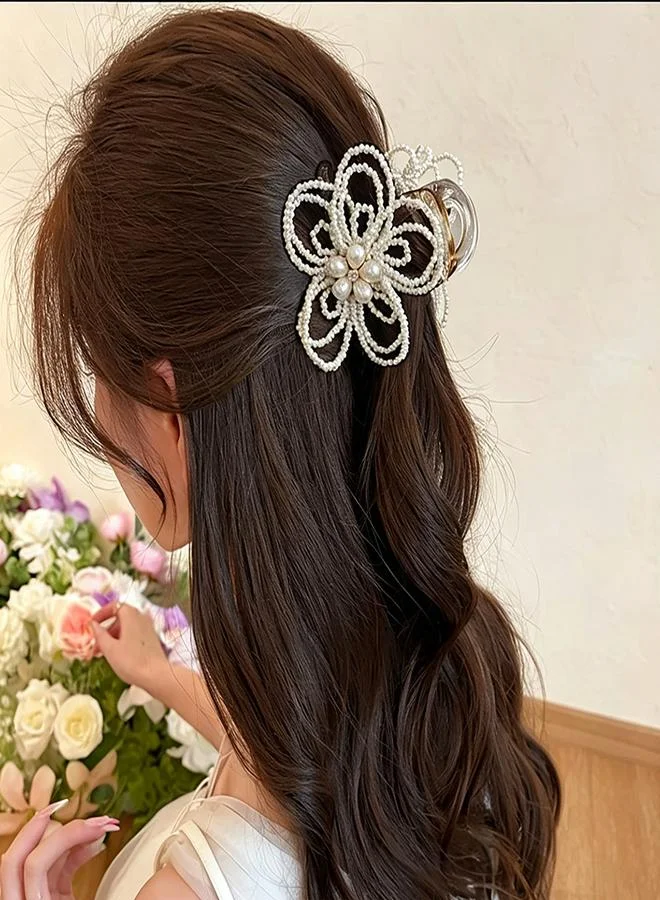 تايك تو Embellished Pearl Flower Claw Clip