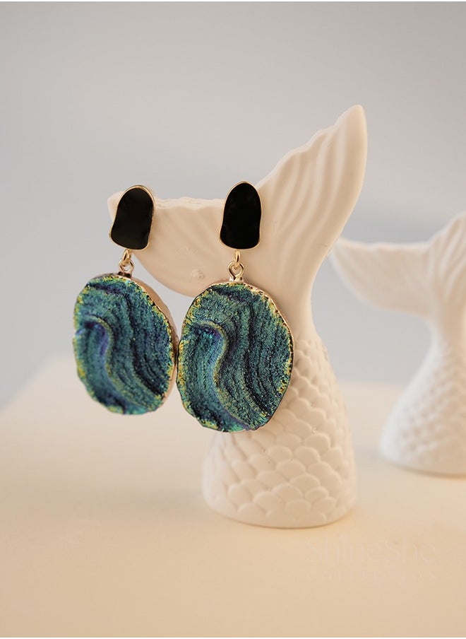 ShineShe - Earring New Design Klein Blue Peacock Stone Texture Earrings 【Blue Starry Sky】 - Image 1