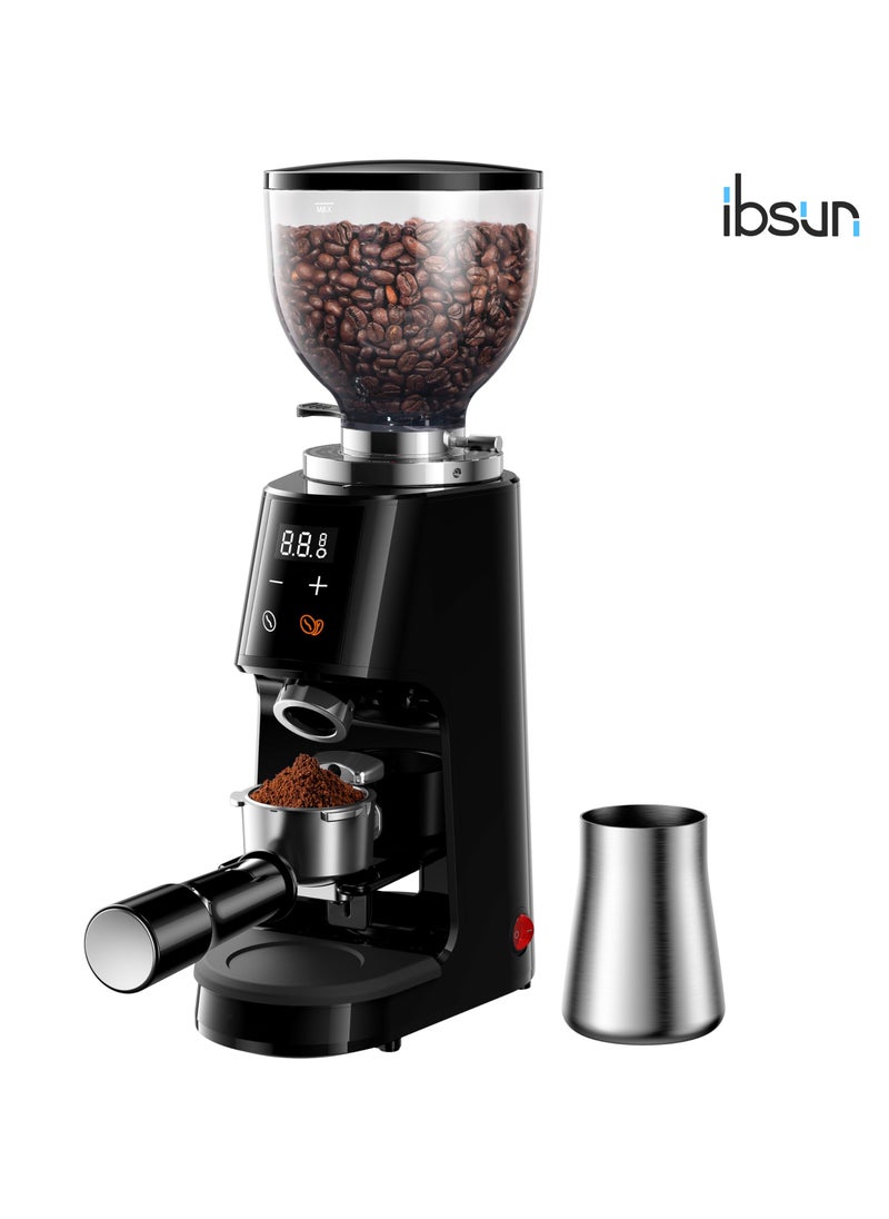 ibsun - Professional 64mm Burr Coffee Grinder with 100 Grind Settings and All-Metal Chamber, Coffee Bean Grinder with Adjustable Electronic Timer and LED Display, Anti-Static V60 - Image 1