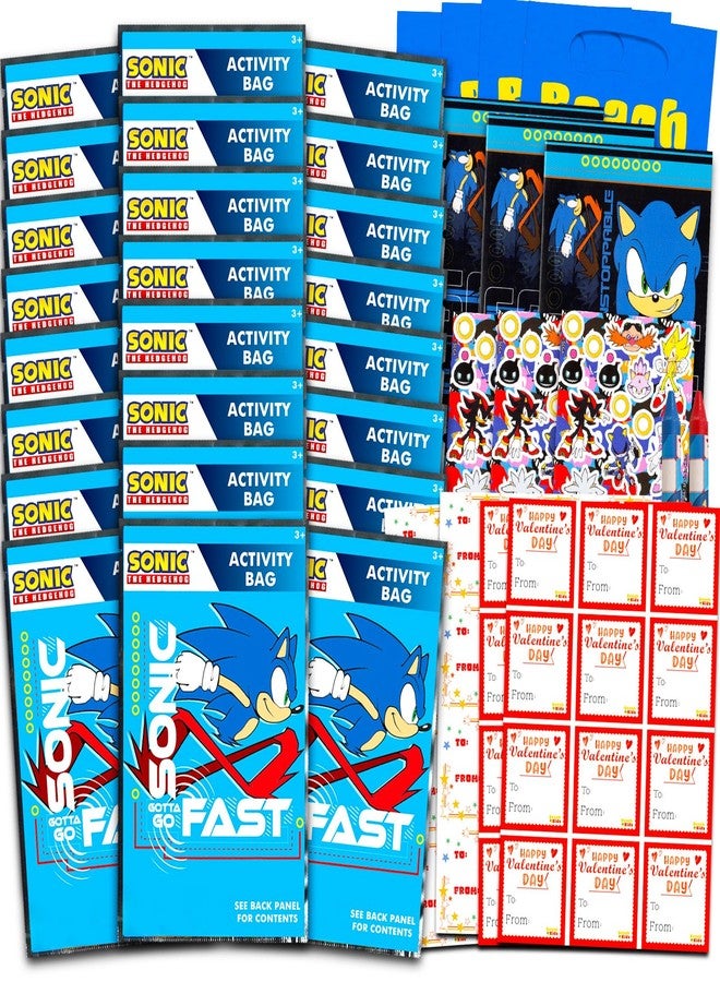 سونيك ذا هيدجهوج مجموعة هدايا عيد الحب من سونيك القنفذ - ٢٤ كتاب تلوين صغير للمدرسة، ملصقات | هدايا حفلات عيد الحب للأطفال - Image 1