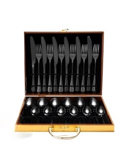 24 Pcs Stainless Steel Reusable Spoon Fork And Knives Black Color Cutlery Set - pzsku/Z1A6672B16135AB0FDD84Z/45/_/1712418251/d421f597-cb17-41cb-9b8a-d64351820229