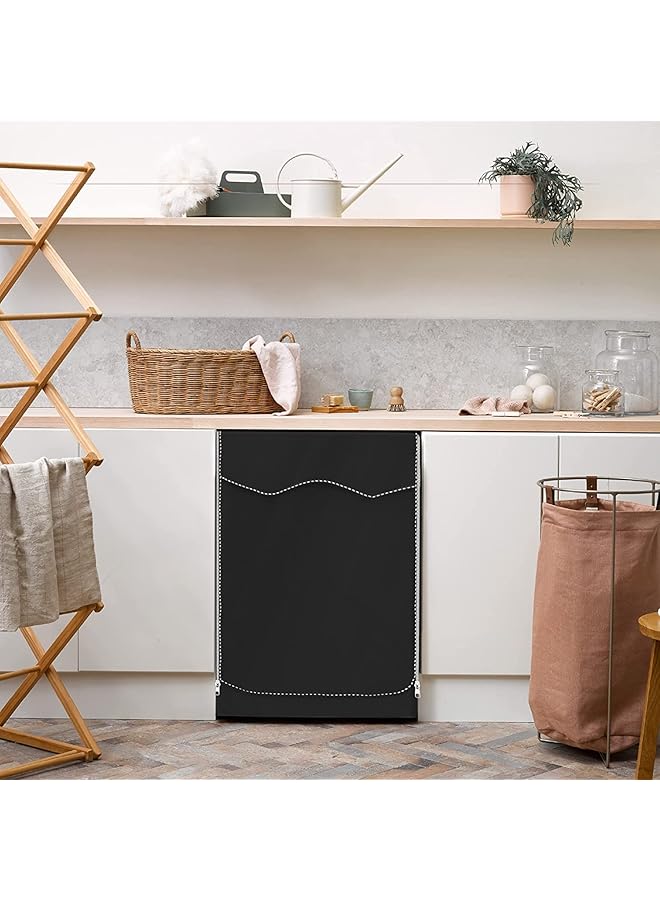 erorex Washer Dustproof Cover Front Load Washing Machine Dryer Protector Sunscreen Waterproof Cover Washer Cover Dust Proof Dryer Cover Suitable For Most Washers And Dryers Black  - Image 4