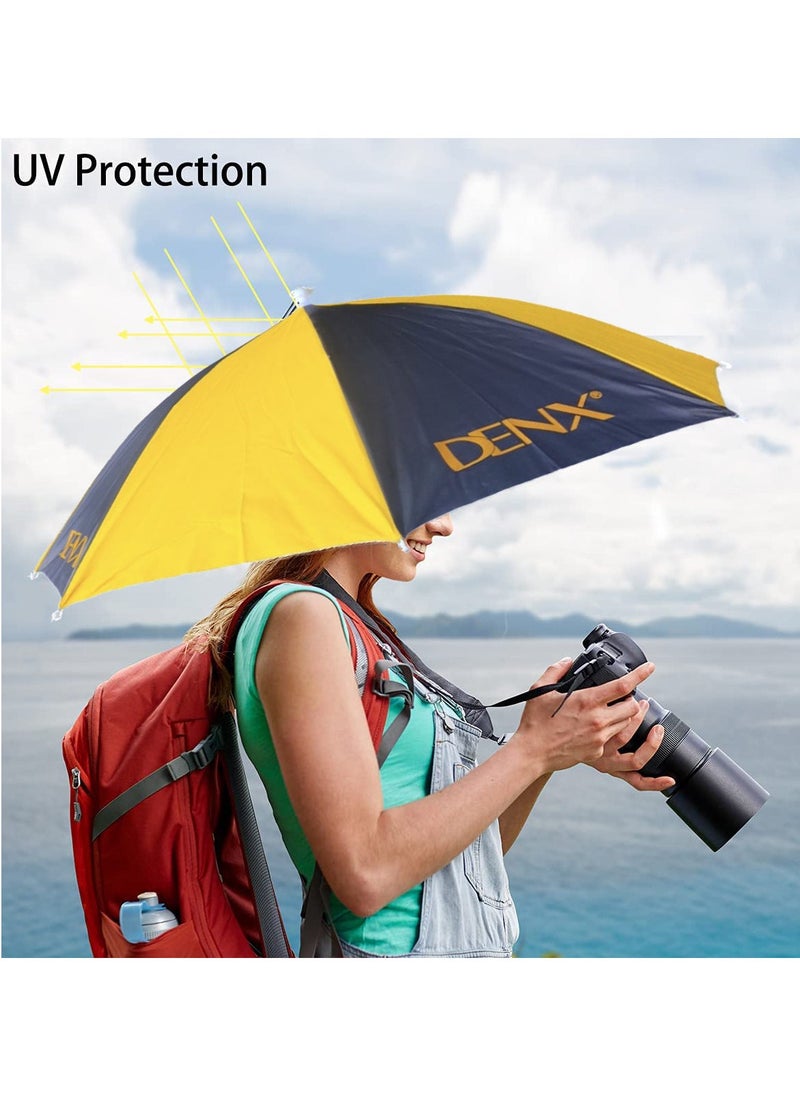 Denx Foldable Head Umbrella Hat For Outdoor Activities And Sunlight Uv Protection Yellow/Black - Image 3