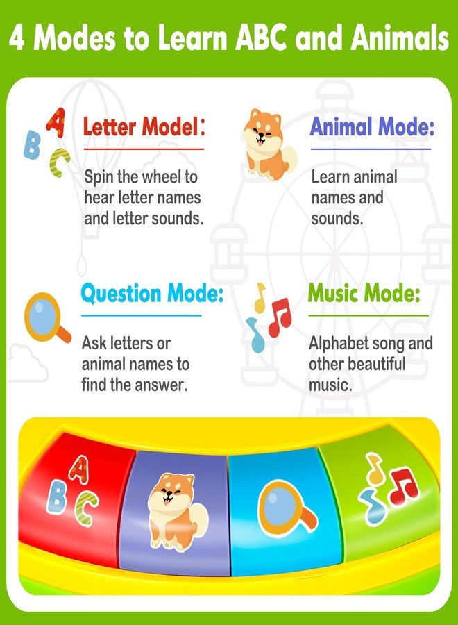 Aigybobo Learning Toys for 1 2 3 Year Old Boy Girl, Spin and Sing Alphabet Zoo with Sounds for Toddler 1-3, Educational Development Toy for Kid, Christmas Birthday Gifts for Baby 12-18 Months+ - Image 3