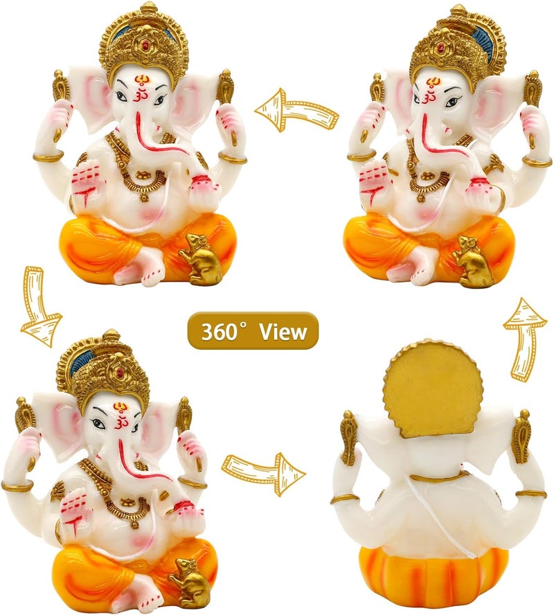 alikiki Hindu God Ganesha Statue - Marble Color - Image 2