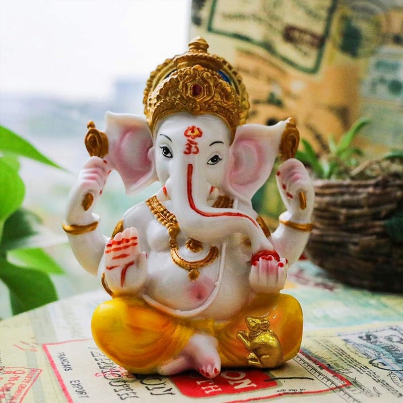 alikiki Hindu God Ganesha Statue - Marble Color - Image 5