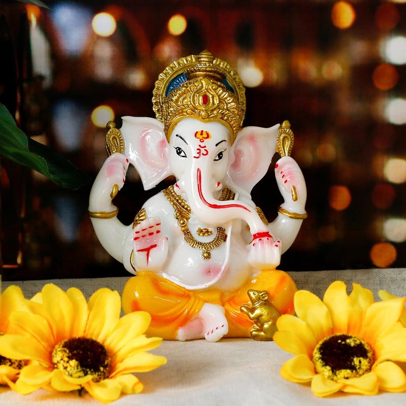 alikiki Hindu God Ganesha Statue - Marble Color - Image 3