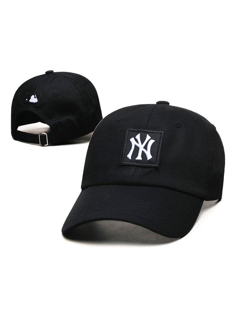 New Era MLB New York Yankees Black Dad Hat with Black Patch White NY Logo