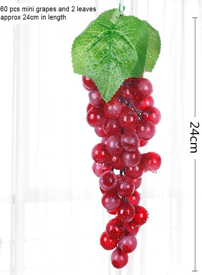 HAWAWA 4 Bunches Artificial Grapes, Simulation Decorative Lifelike Rubber Fake Plastic Frosted Grapes Clusters for Wedding Fruit Wine Kitchen Centerpiece Décor Photo Props 60 Grains 24CM - Image 5