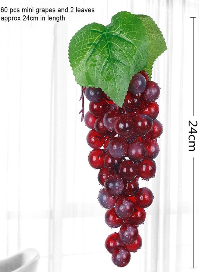 HAWAWA 4 Bunches Artificial Grapes, Simulation Decorative Lifelike Rubber Fake Plastic Frosted Grapes Clusters for Wedding Fruit Wine Kitchen Centerpiece Décor Photo Props 60 Grains 24CM - Image 4