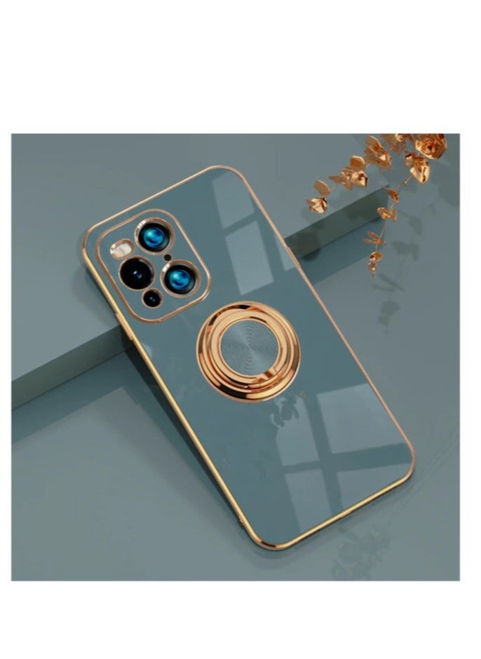 Raxoom Silicone TPU Shockproof Ring Holder Kickstand Slim Plated Phone Case Cover designed for iPhone 12 Pro Max - Image 1